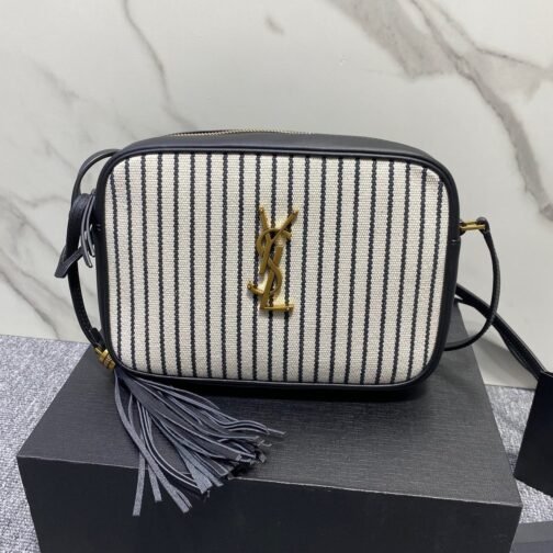 Lou Bag In Beige With Knitted Striped