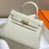 kelly 20cm Bag In Wool White Togo Leather