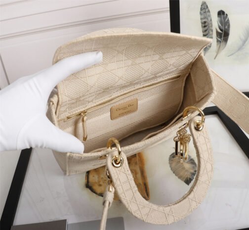 Lady D-Lite Medium Bag In Beige Jardin Botanique Embroidery - Image 7
