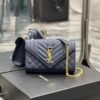 Envelope Small Quilted Dark Blue Grained Leather Bag