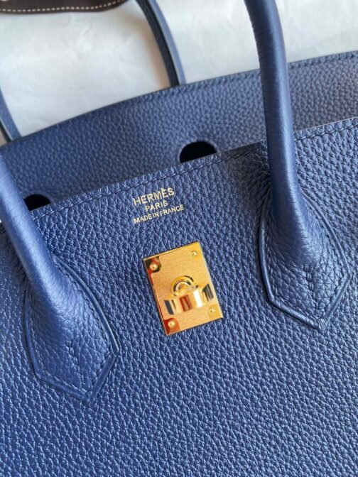 Birkin 25 Bag In Sapphire blue Togo Leather - Image 7