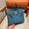 Birkin 25 Bag In Blue Jean Togo Leather - Image 7