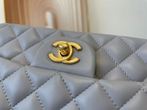 Mini Flap In Gray Lambskin - Image 6