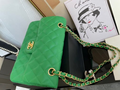 Classic Flap Small In Green Calfskin - Image 4