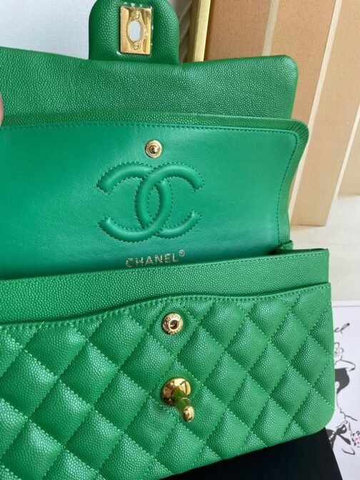 Classic Flap Small In Green Calfskin - Image 9