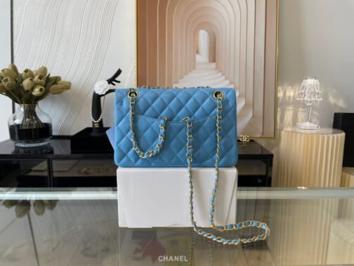 Classic Flap Small In Blue Lambskin - Image 3