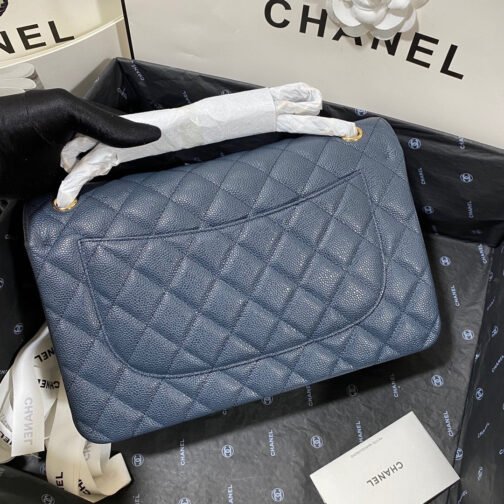 Classic Flap Jumbo In Dark Blue Calfskin - Image 5
