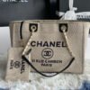 Grand shopping  Beach Canvas Tote Bag In Gold Tone Chain Link with Black Shoulder Straps - Image 9