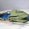 Saddle Bag with Strap in Ethereal Green Grained Calfskin - Image 5