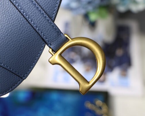 Saddle Bag In Denim Blue Grained Calfskin - Image 3
