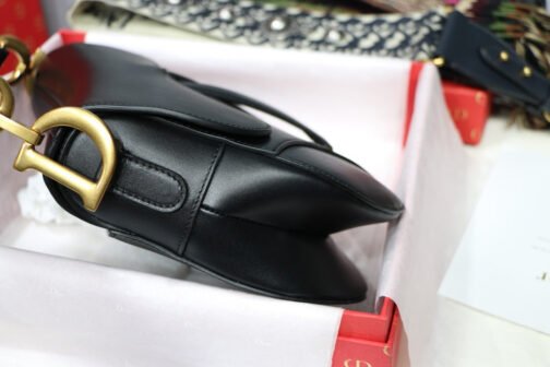 Saddle Bag In Black Smooth Calfskin - Image 5