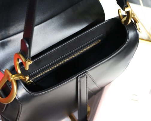 Saddle Bag In Black Smooth Calfskin - Image 9