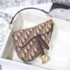 Saddle Bag with Strap in Brown Oblique Jacquard