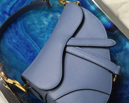 Saddle Bag In Denim Blue Grained Calfskin - Image 2