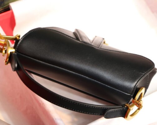 Saddle Bag In Black Smooth Calfskin - Image 8
