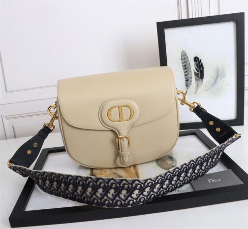 Bobby Large Wide Shoulder Strap  Bag In Beige Calfskin