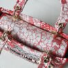 Lady D-Lite Medium Bag In Red Toile de Jouy Embroidery - Image 9