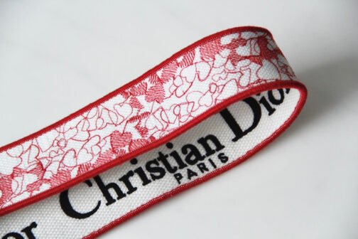 Lady D-Lite Medium Bag In Red Toile de Jouy Embroidery - Image 5