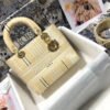 Lady D-Lite Medium Bag In Apricot Five Grid Embroidery Stripes
