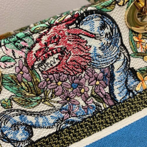 Lady D-Lite Medium Bag In Three-dimensional Embroidery Five-Frame Zoo Canvas - Image 7