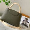 Capucines Medium Bag In Army Green With Beige Handle - Image 3