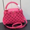 Capucines Medium Bag In Pink Embroidery Pattern