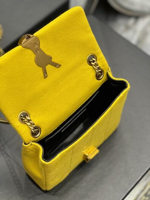 Le Carre Satchel Bag In Yellow Cashmere Knit - Image 9