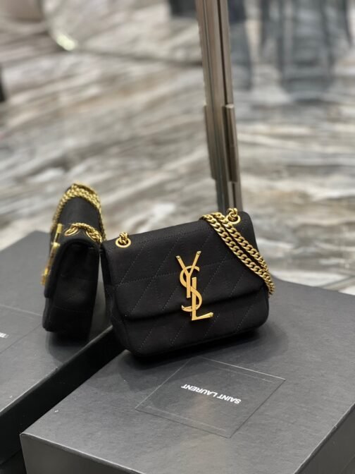Le Carre Satchel Bag In Black Cashmere Knit - Image 2