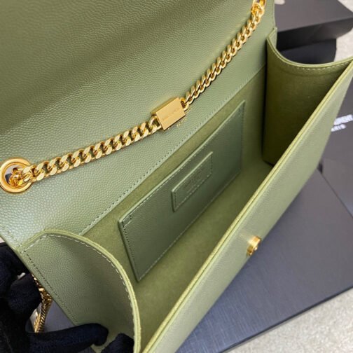 Kate Medium Chain Bag In Avocado Green Grain De Poudre Leather - Image 8
