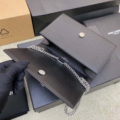Kate Small Chain Bag In Black Grain Leather With Silver Hardware - Image 7