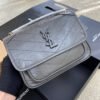 Niki Baby Chain Bag In Dark Gray Crinkled Leather - Image 6