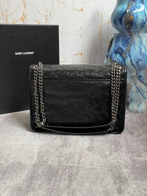 Niki medium Black Crackle Chain Bag - Image 3