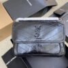 Niki Medium Chain Bag In Black Crinkled Leather