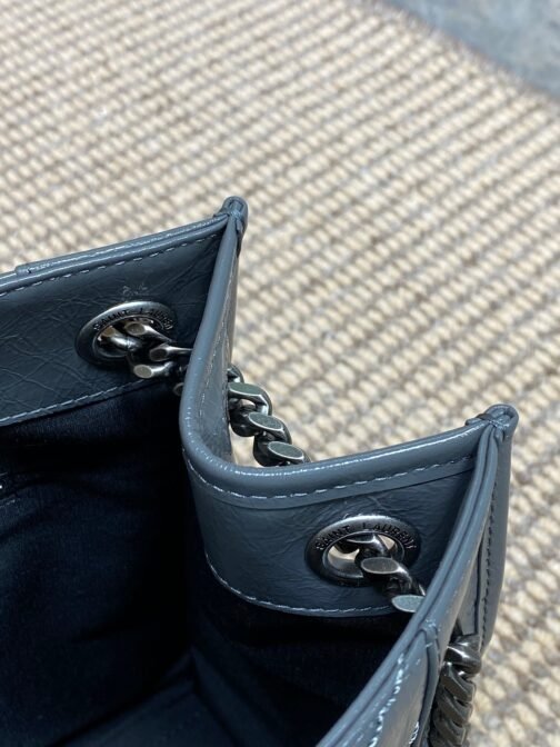 Haze Blue Large Niki Shopper Bag In Wrinkled Calfskin - Image 7