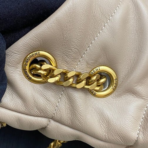 Puffer Medium Chain Bag In Beige Lambskin - Image 6