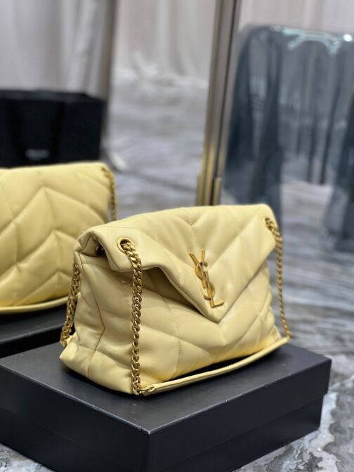 Puffer Medium Chain Bag In Jaune Poussin Lambskin - Image 4