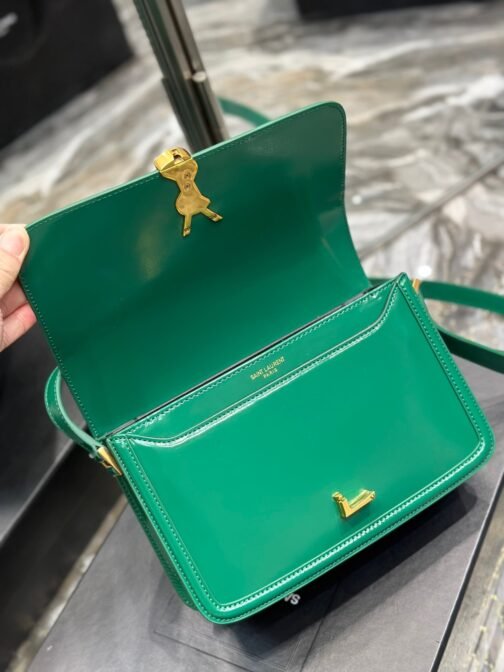 Medium Solferino Bag In Dark Green Patent Leather - Image 8