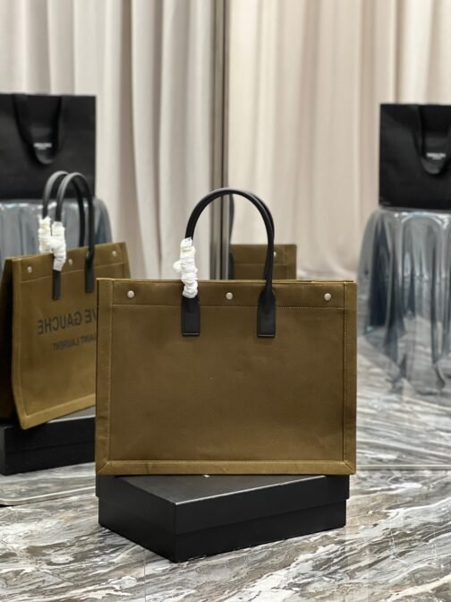 Gauche Olive Green Full Leather Tote Bag - Image 5
